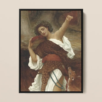 Bacchante - Frederic Leighton Art Print / Canvas Framed Classical Painting Woman White Leopard-print Attire Red Frederic Leighton, Sapphic