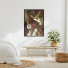 Bacchante Frederic Leighton Bacchus Art Framed Canvas, Classical Painting Figure Dramatic Red White Clothing Upward