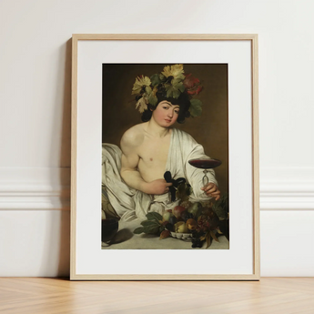 Bacchus - Caravaggio Art Print / Canvas Framed Reproduction Classical Painting Figure Adorned Floral Crown Roman Studio Model, Companion