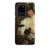 Bacchus - Caravaggio Baroque God Phone Case Samsung Galaxy S20 Ultra / Matte Phone Case Classical Painting Woman White Robes Wine