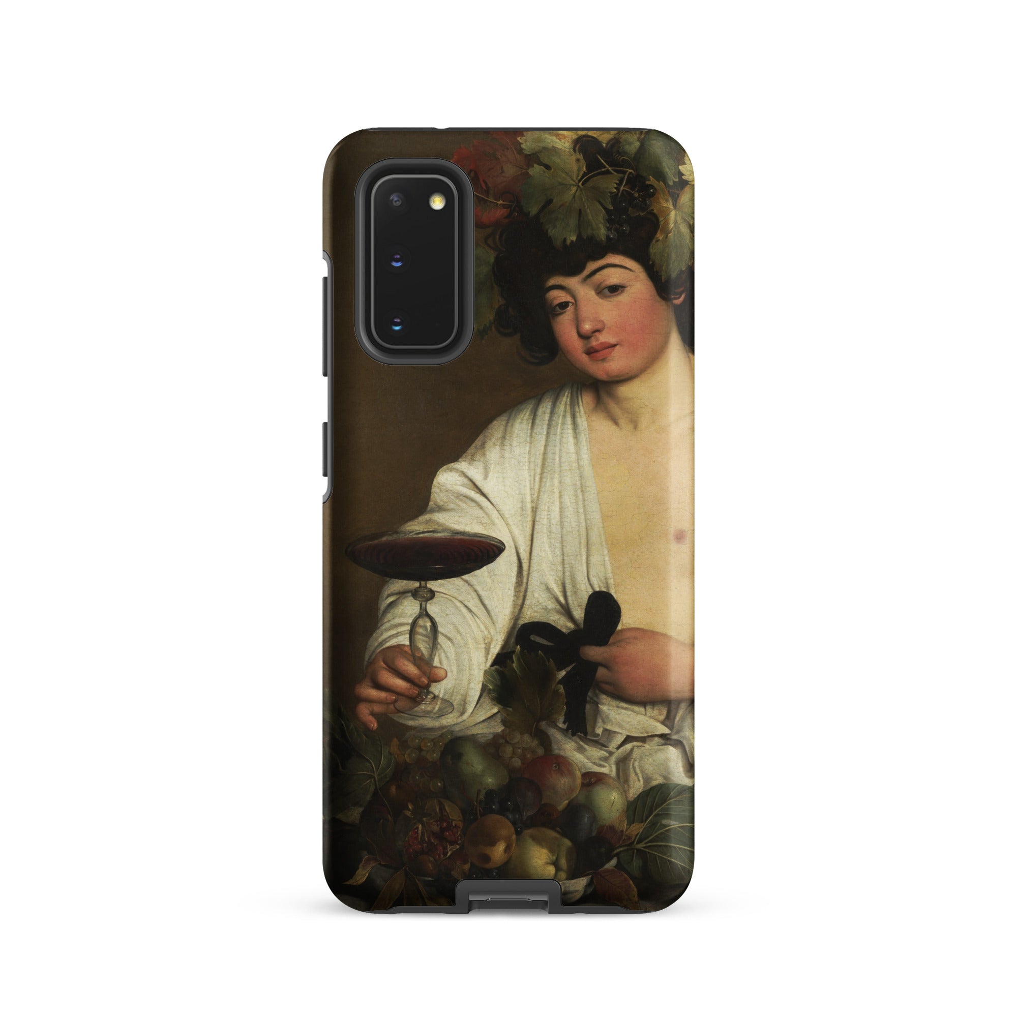 Bacchus Caravaggio Baroque God Samsung Case, Galaxy S20 / Matte, Black Smartphone Case Classical Painting Person Adorned Grapes