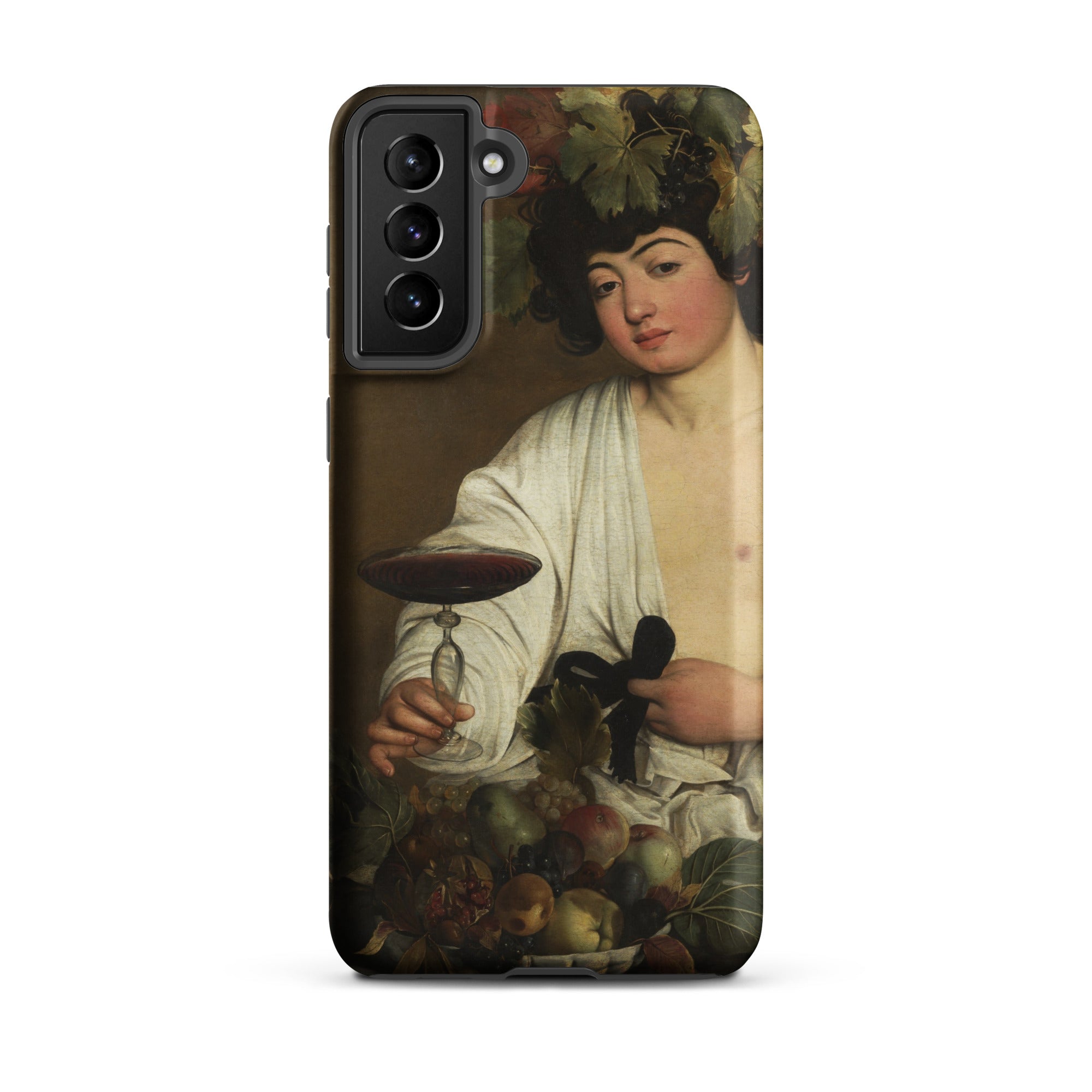 Bacchus Caravaggio Baroque God Samsung Case, Galaxy S21 Plus / Matte, Smartphone Case Classical Painting Figure Glass Surrounded Fruit