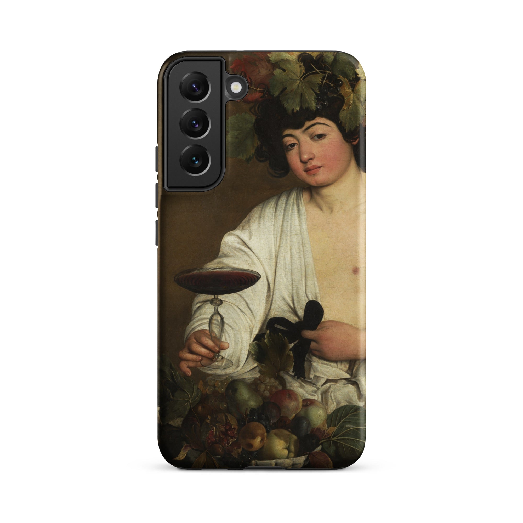 Bacchus Caravaggio Baroque God Samsung Case, Galaxy S22 Plus / Matte, Smartphone Case Classical Painting Figure Goblet Surrounded Fruit