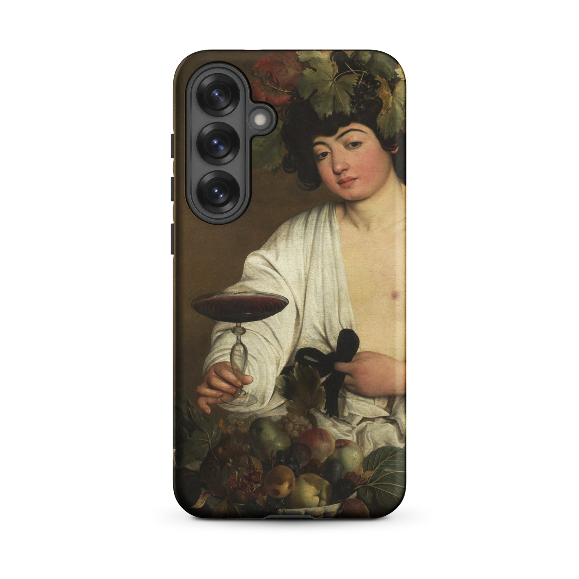 Bacchus Caravaggio Baroque God Samsung Case, Galaxy S25 Plus / Matte, Smartphone Case Painting Bacchus Goblet Wine Surrounded Fruit