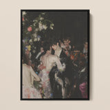 Backstage Bandits - Queer Fashion Fever Dream Framed Canvas, 12x16’’ / 31x41cm / Black Floating Frame, Impressionistic Painting Dancers