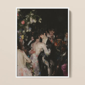 Backstage Bandits - Queer Fashion Fever Dream Framed Canvas, 12x16’’ / 31x41cm / White Floating Frame, Vibrant Oil Painting Group People