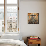 Baihu - Gay Chinese Cowboy Art Framed Canvas, Bedroom Tall Window White Bedding Framed Artwork Wall