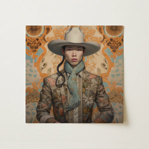 Baihu - Gay Chinese Cowboy Art Print / Canvas, 12x12’’ / 31x31cm / Unframed / no Border, Posters Prints & Visual Artwork, Toby Leon