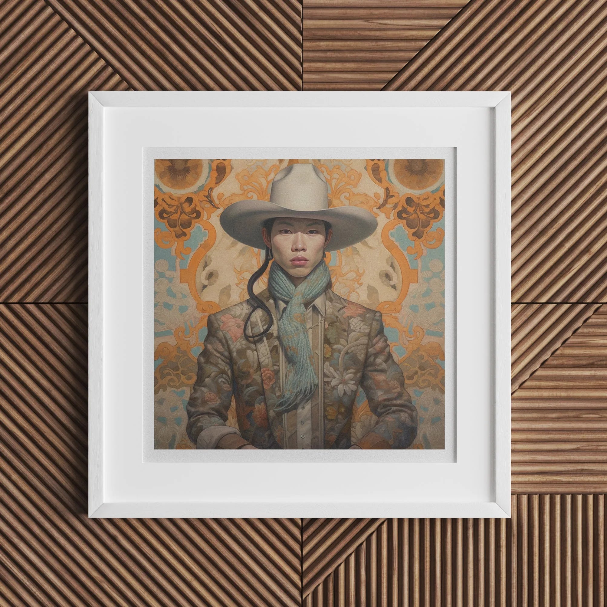 Baihu - Gay Chinese Cowboy Art Print - Gaysian Queerart Dandy - 20’x20’ - Posters Prints & Visual Artwork