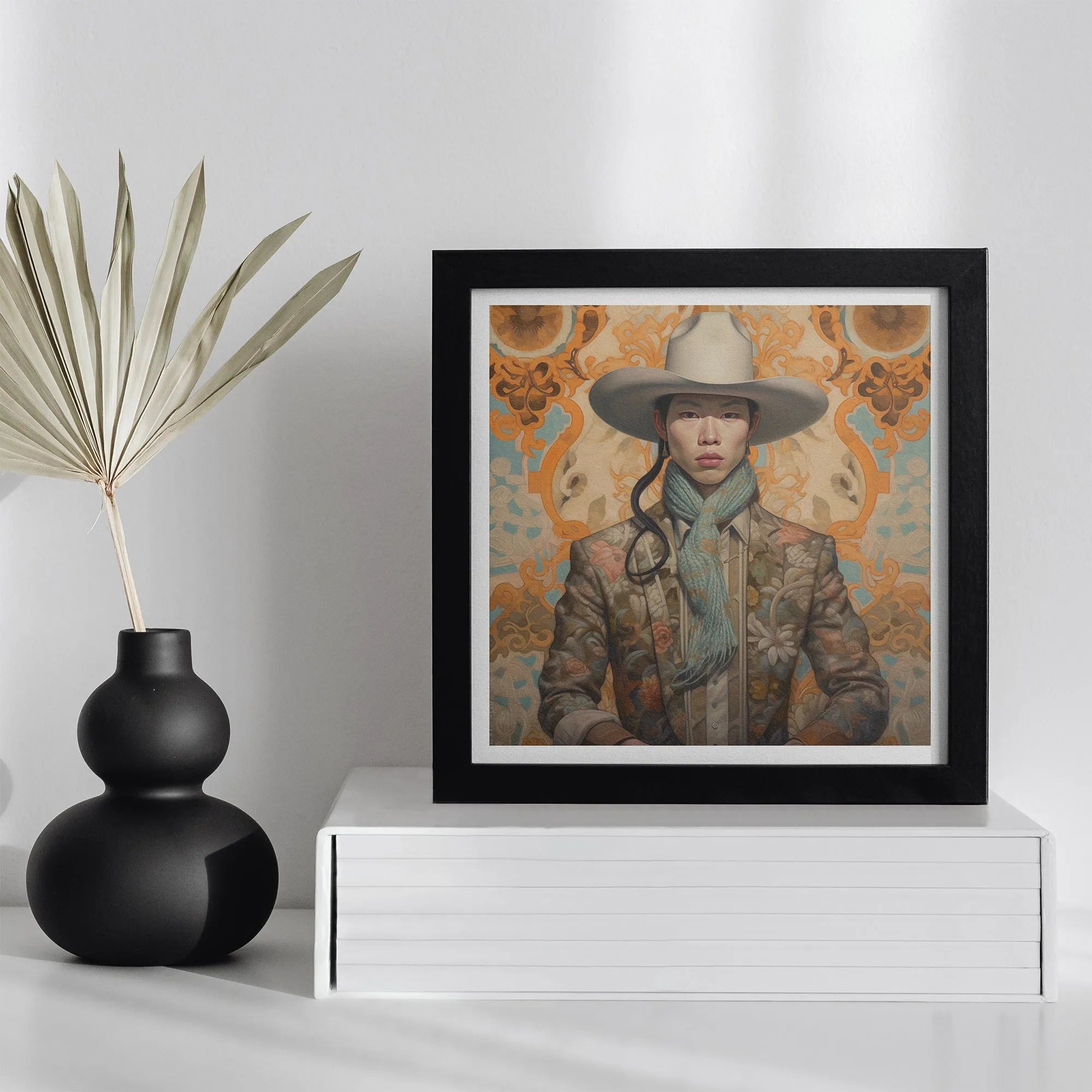 Baihu - Gay Chinese Cowboy Art Print - Gaysian Queerart Dandy - 16’x16’ - Posters Prints & Visual Artwork