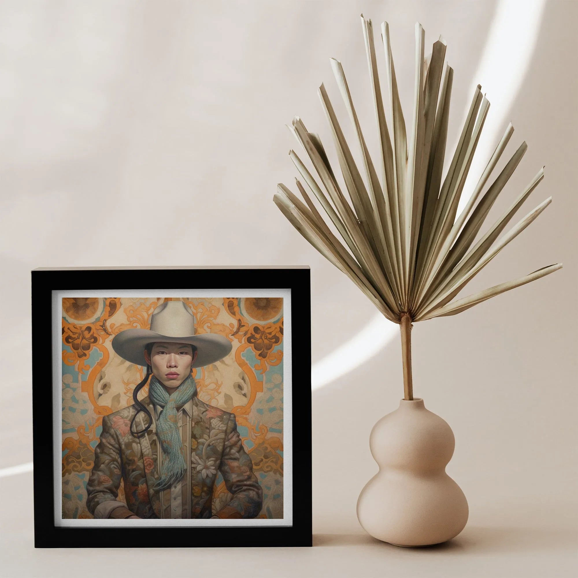 Baihu - Gay Chinese Cowboy Art Print - Gaysian Queerart Dandy - 12’x12’ - Posters Prints & Visual Artwork