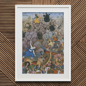 Balarama & Krishna combattant l'ennemi - Impression d'art Harivamsa 