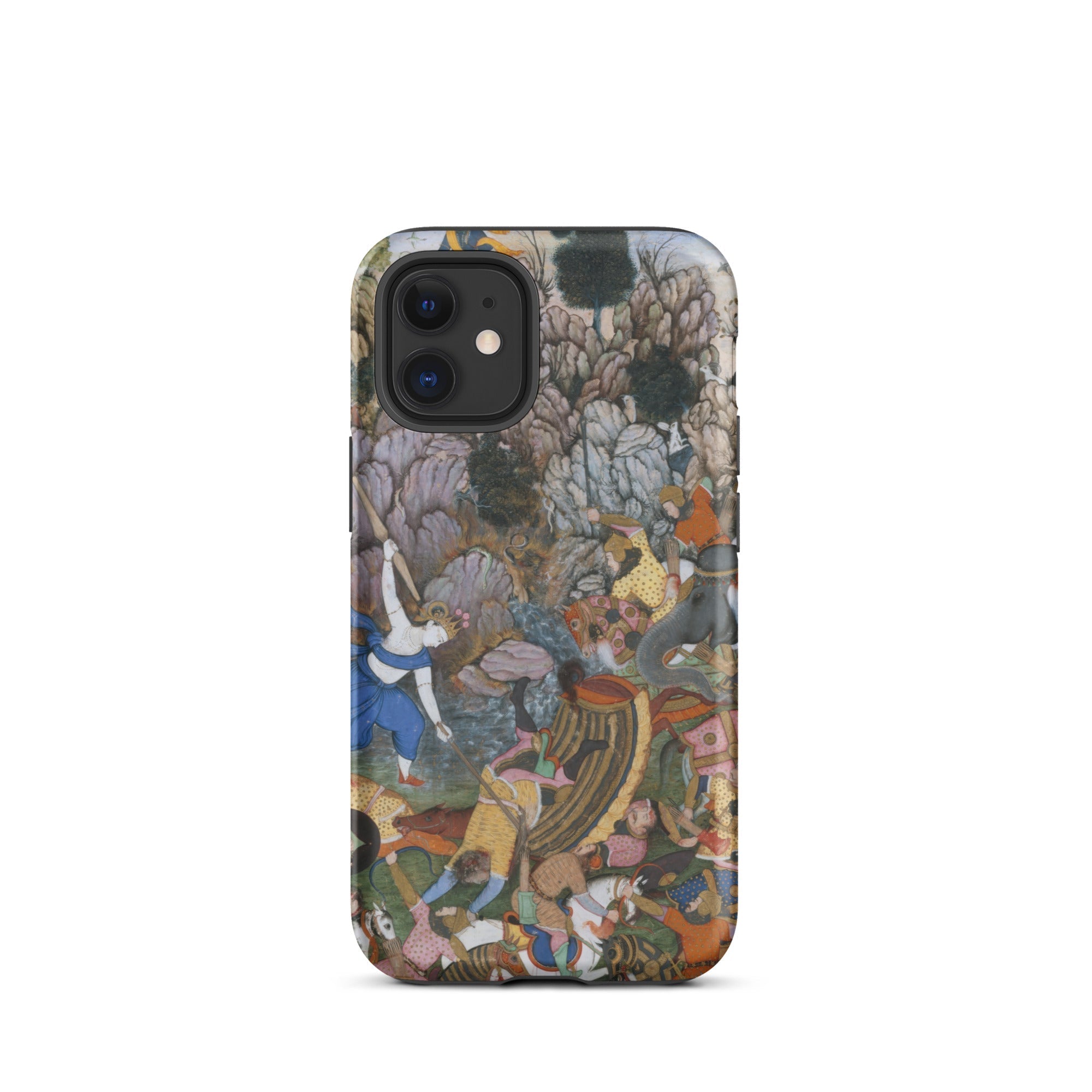 Balarama & Krishna Fighting the Enemy Harivamsa Iphone Case, 12 Mini / Matte, Phone Case Historical Battle Scene
