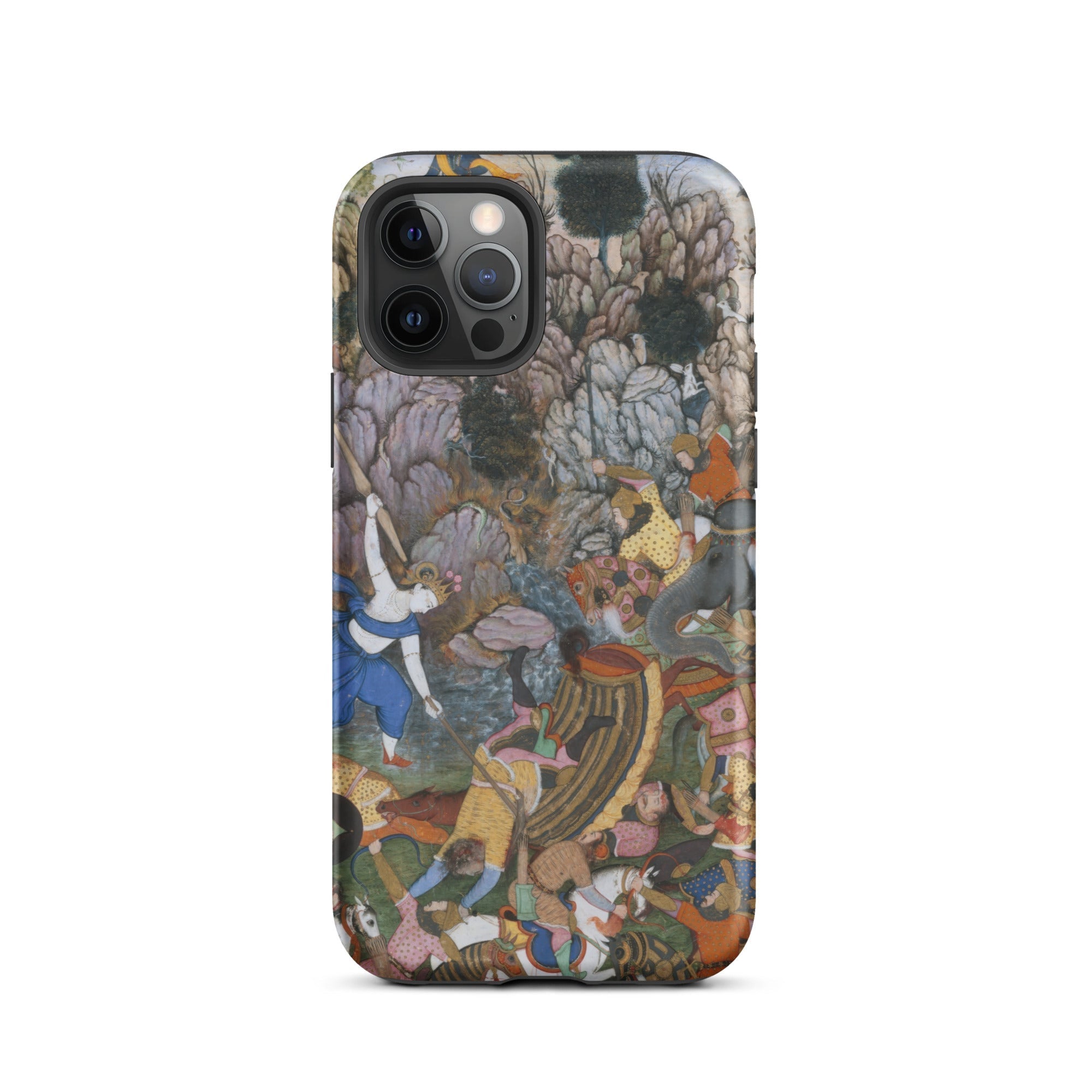 Balarama & Krishna Fighting the Enemy Harivamsa Iphone Case, 12 Pro / Matte, Iphone Case Historical Battle Scene