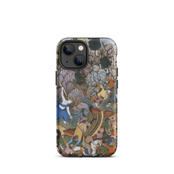 Balarama & Krishna Fighting the Enemy - Harivamsa Iphone Case, 13 Mini / Matte, Iphone Case Battle Scene