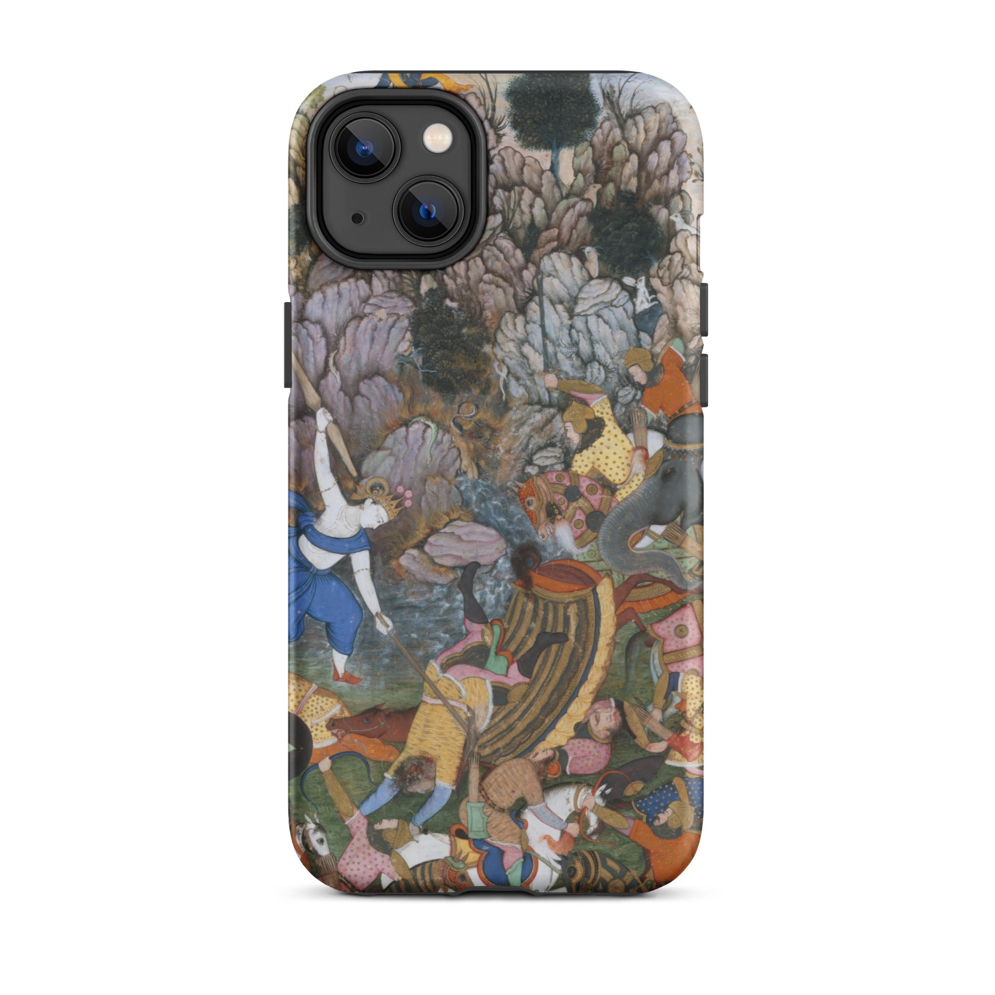 Balarama & Krishna Fighting the Enemy Harivamsa Iphone Case, 14 Plus / Matte, Iphone Case Historical Battle Scene