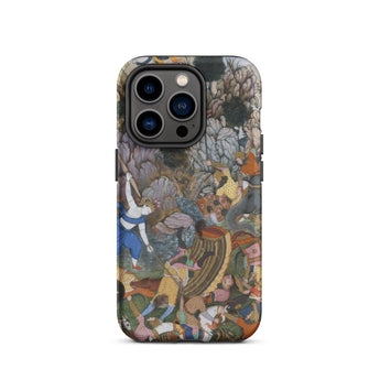 Balarama & Krishna Fighting the Enemy - Harivamsa Iphone Case, 14 Pro / Matte, Artistic Phone Case