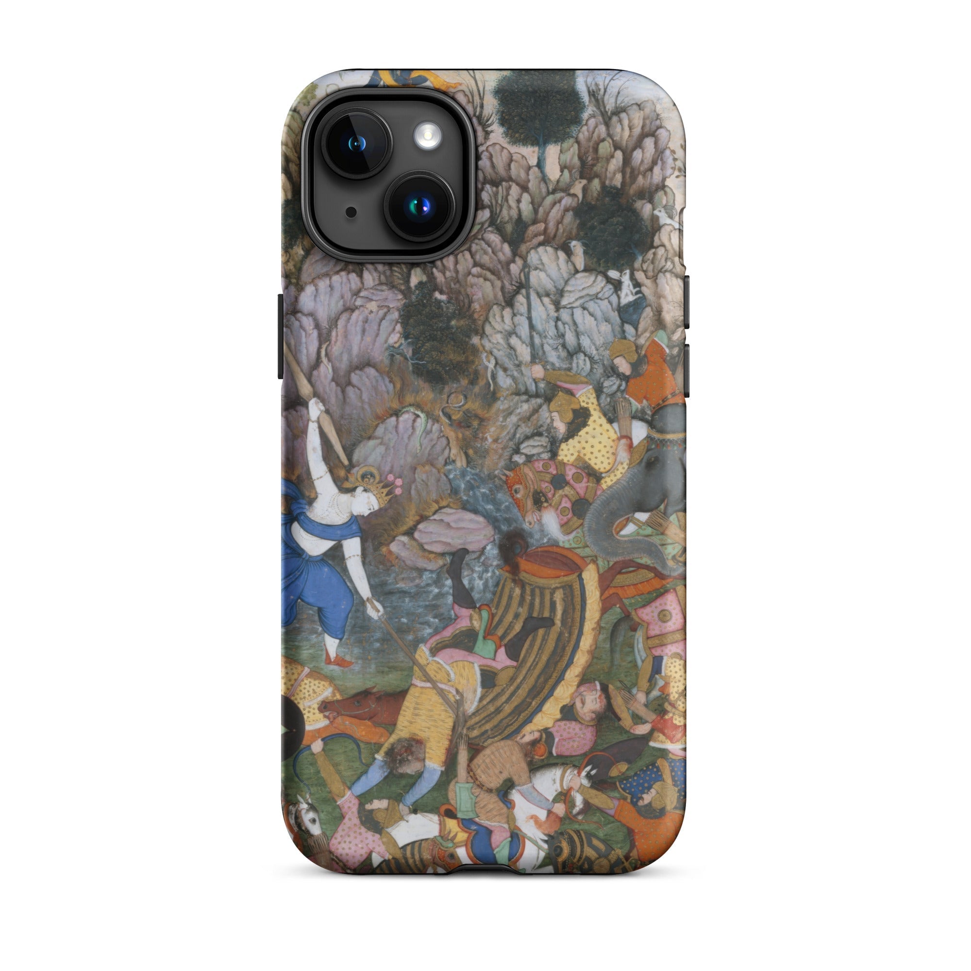 Balarama & Krishna Fighting the Enemy Harivamsa Iphone Case, 15 Plus / Matte, Iphone Case Historical Scene