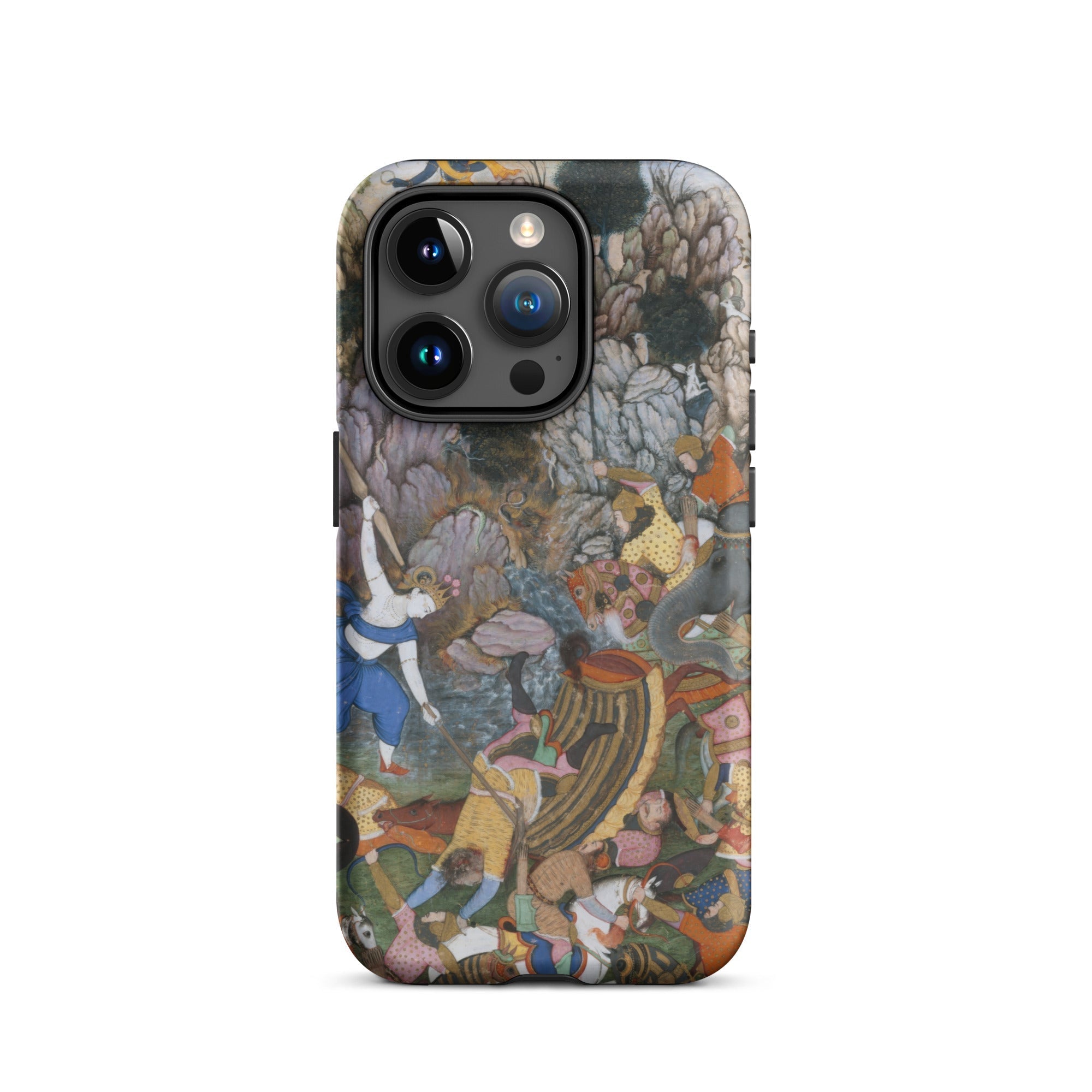 Balarama & Krishna Fighting the Enemy Harivamsa Iphone Case, 15 Pro / Matte, Artistic Phone Case