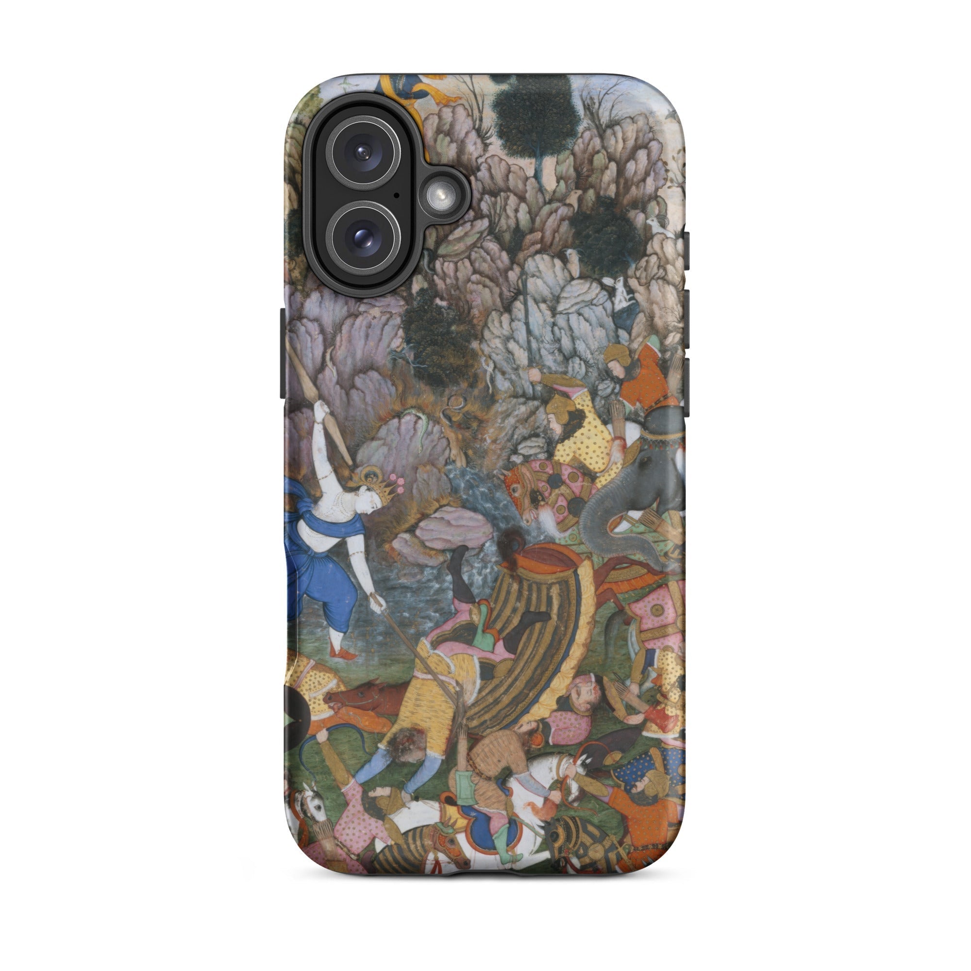 Balarama & Krishna Fighting the Enemy Harivamsa Iphone Case, 16 Plus / Matte, Artistic Phone Case