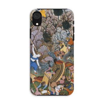 Balarama & Krishna Fighting the Enemy - Harivamsa Iphone Case, Xr / Matte, Phone Case Colorful Medieval-style Battle Scene Artwork