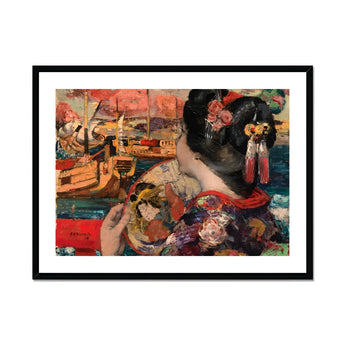 The Balcony - Edward Atkinson Hornel Art Print, Framed Painting Woman Kimono Mirror