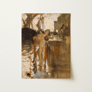 The Balcony Spain and Two Nude Bathers Standing on a Wharf - John Singer Sargent Art Print / Canvas, Two Nude Bathers, Nude Bathers