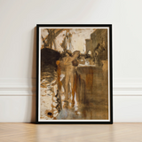 Framed Art Print Painterly Impressionistic Scene Nude Figures Two Bathers, Standing, John Singer, Sargent