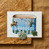 Bandbox - Charles Caseau Decorative Art Print / Canvas Blue Ceramic Cuff Painted Landscape Design Adorned Gold Charles Caseau Decorative,