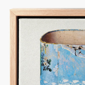 Blue Ceramic Teacup Delicate Floral Patterns Gold Rim Charles Caseau Decorative, Captivating Bandbox Print, Bygone Era