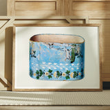 Bandbox - Charles Caseau Decorative Art Print / Canvas Framed Ceramic Vessel Blue Glaze Floral Decorative Pattern Charles Caseau