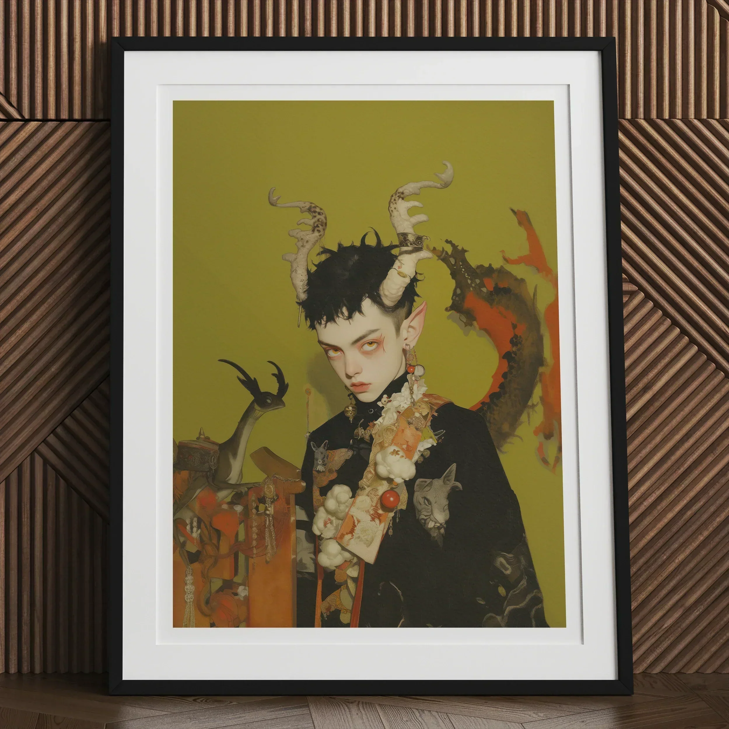 Baphomet’s Bastard Gay Demon Art Print, 24x32’’ / 61x81cm / Unframed, Framed Artwork Fantastical Horned Figure Dark Ethereal Appearance