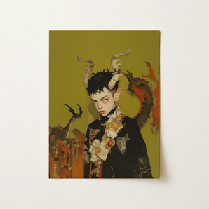 Baphomet’s Bastard - Gay Demon Art Print / Canvas, 12x16’’ / 31x41cm / Unframed / no Border, Posters Prints & Visual Artwork, Toby Leon