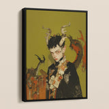 Baphomet’s Bastard - Gay Demon Framed Canvas, Framed Painting Fantasy Character Horns Pointed Ears