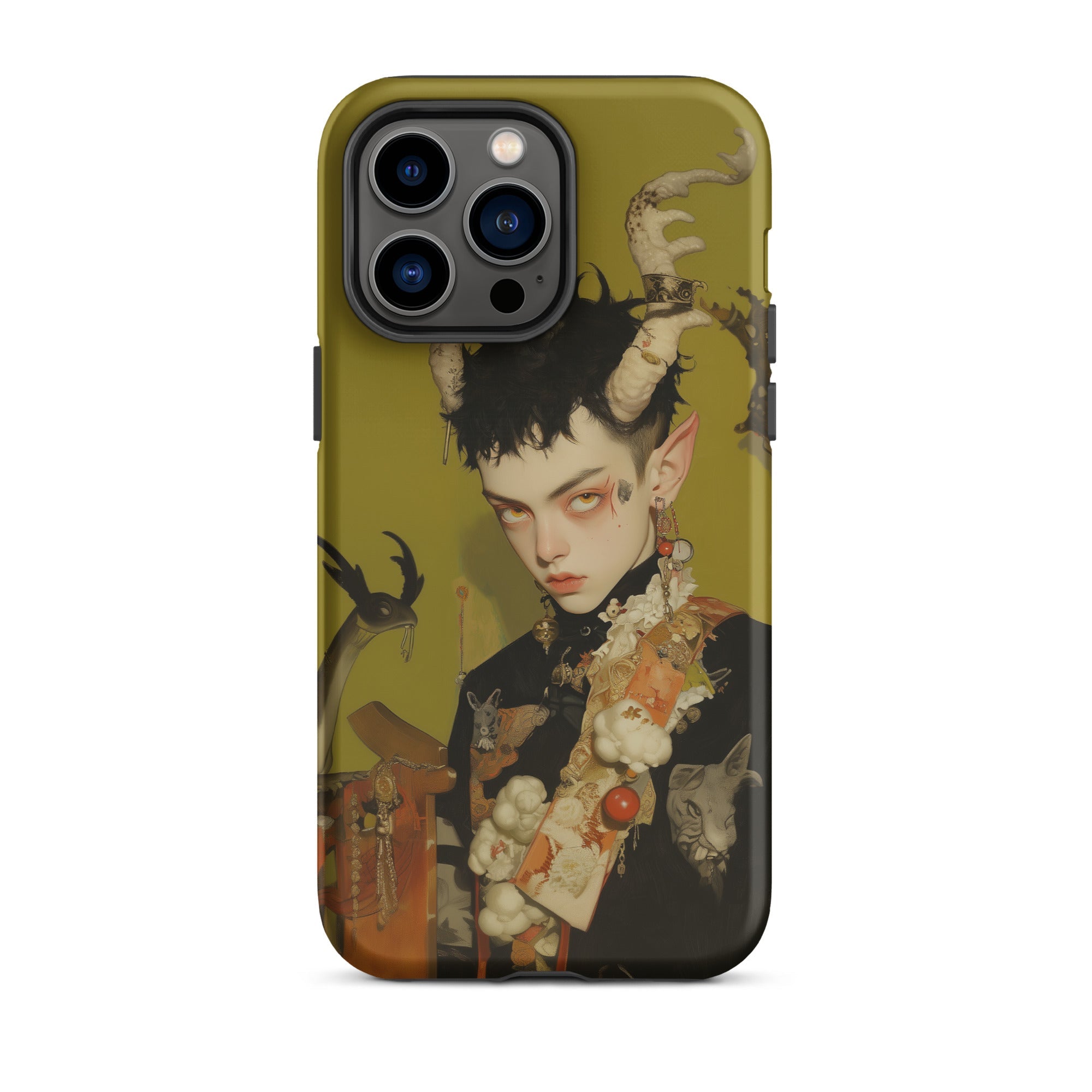 Baphomet’s Bastard Gay Demon Iphone Case, 14 Pro Max / Matte, Iphone Case Horned Figure Design