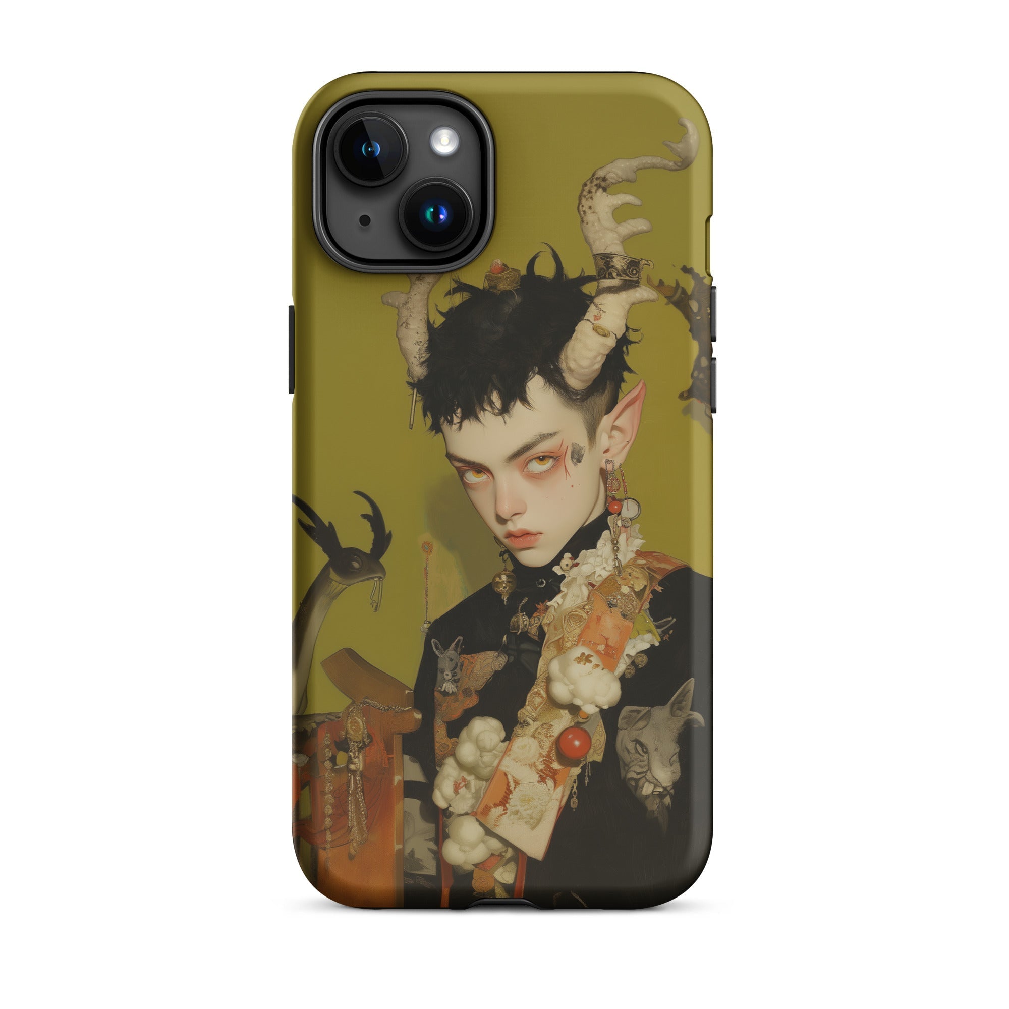 Baphomet’s Bastard Gay Demon Iphone Case, 15 Plus / Matte, Phone Case Horned Character Design