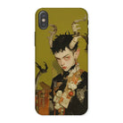 Baphomet’s Bastard - Gay Demon Iphone Case, x / Matte, Phone Case Stylized Portrait Figure Horns Floral Elements