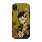 Baphomet’s Bastard - Gay Demon Iphone Case, Xr / Matte, Phone Case Stylized Portrait Figure Horns Floral Elements