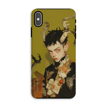 Baphomet’s Bastard - Gay Demon Iphone Case, Xs Max / Matte, Phone Case Stylized Portrait Figure Horns Floral Elements