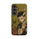 Baphomet’s Bastard Gay Demon Samsung Case, Galaxy S24 Plus / Matte, Dark Green Phone Case Stylized Portrait Horned Elf Eared