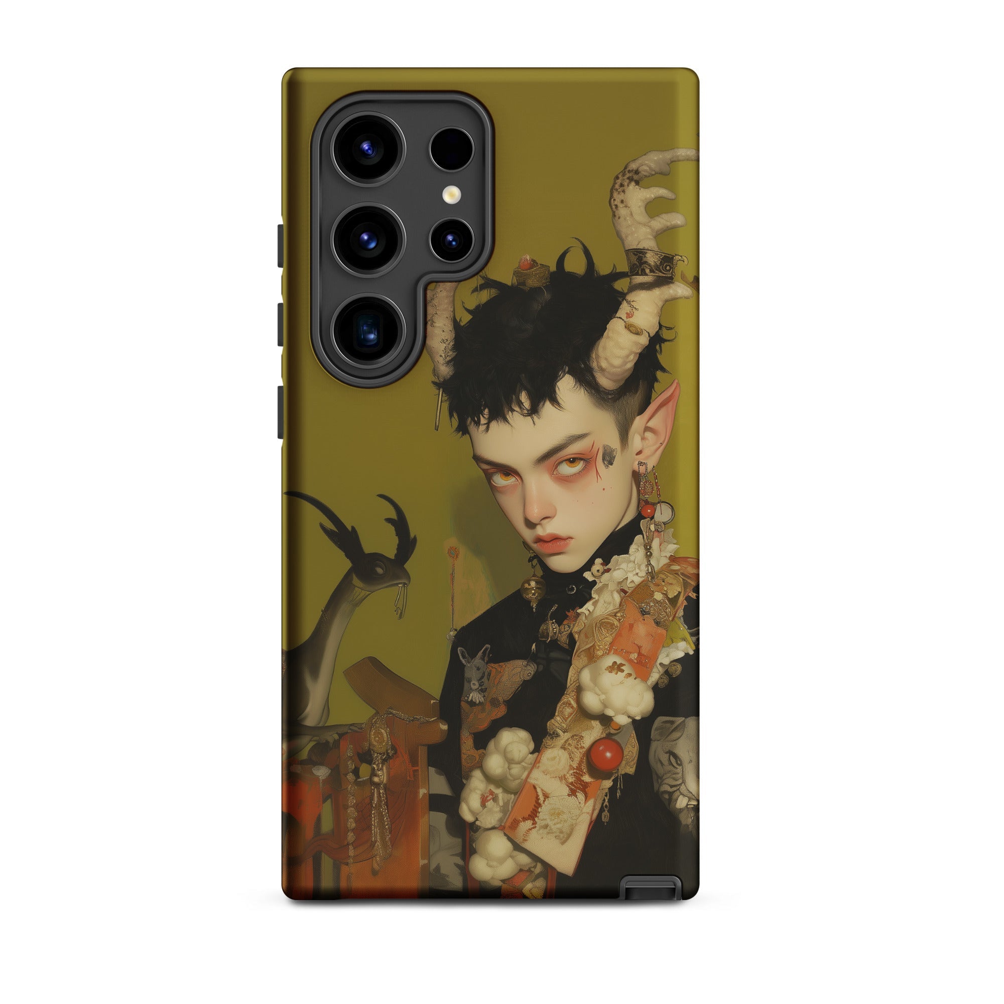 Baphomet’s Bastard Gay Demon Samsung Case, Galaxy S24 Ultra / Matte, Smartphone Case Dark Fantasy Style Illustration Horned Figure