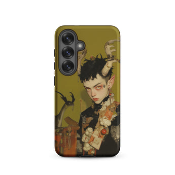 Baphomet’s Bastard - Gay Demon Samsung Case, Galaxy S25 / Matte, Phone Case Stylized Portrait Horned Elf-eared Figure Pale