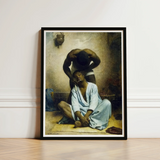 Black-framed Art Print Classical Painting Two Figures Indoor Blade Meeting Skin, Straight Razor Drawn, Slow, Leon Bonnat, Bonnat’s, Suez