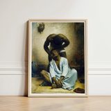 Framed Painting Light Wood Frame Two Figures Dramatic Blade Meeting Skin, Straight Razor Drawn, Slow, Leon Bonnat Art, Print, Bonnat’s,