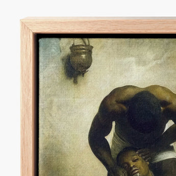 Framed Canvas Print Classical Painting Two Muscular Figures Blade Meeting Skin, Straight Razor Drawn, Slow, Leon Bonnat Art, Bonnat’s, Suez