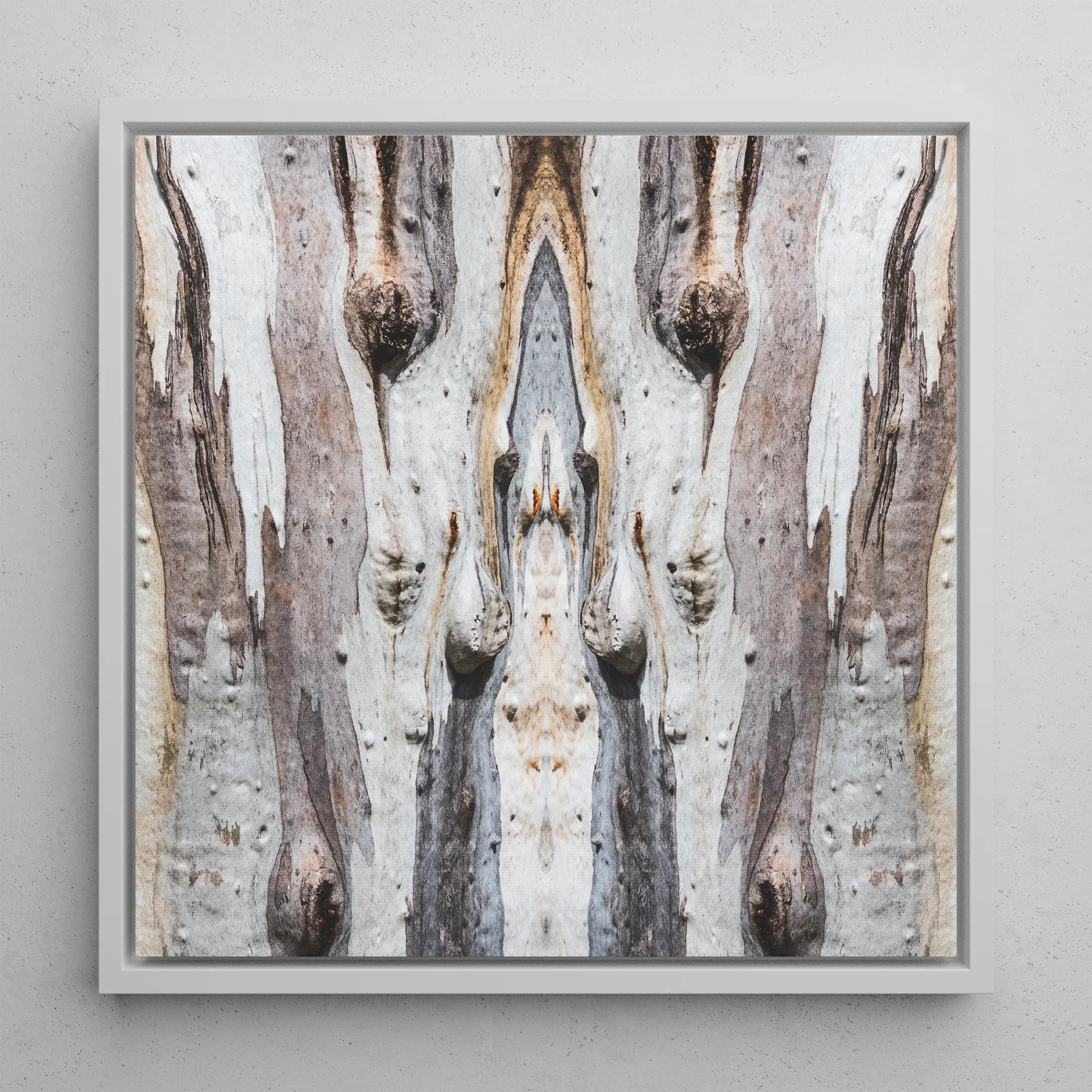 Barking Mad 3 - Tree Trunk Op Art Framed Canvas, Symmetrical Tree Bark Art