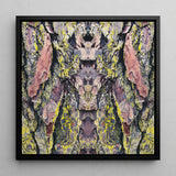 Barking Mad too - Trippy Tree Art Framed Canvas, 12x12’’ / 31x31cm / Black Floating Frame, Abstract Symmetrical Artwork Textured Tree Bark