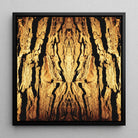 Barking Mad - Trippy Tree Trunk Art Framed Canvas, 12x12’’ / 31x31cm / Black Floating Frame, Symmetrical Pattern Golden Textured Tree Bark