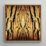 Barking Mad - Trippy Tree Trunk Art Framed Canvas, 12x12’’ / 31x31cm / Natural Floating Frame, Framed Piece Abstract Artwork Golden Tree