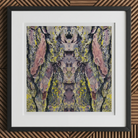 Barking Mad too - Trippy Tree Trunk Art Print, 12x12’’ / 31x31cm / Black Frame / 2’’ Matboard, Framed Abstract Artwork Symmetrical Bark